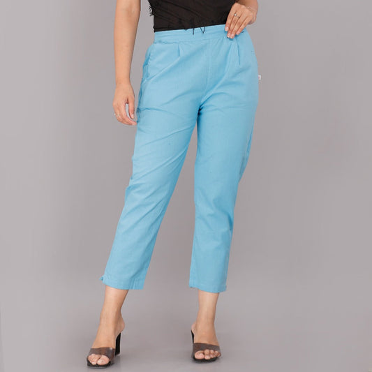 Sky Blue Comfort Cotton Trousers
