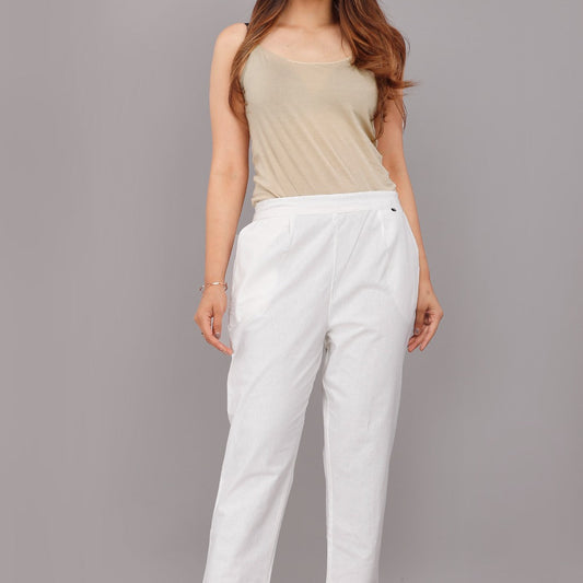 White Comfort Cotton Trousers