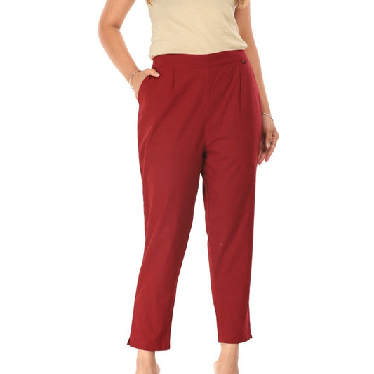 Maroon Comfort Cotton Trousers